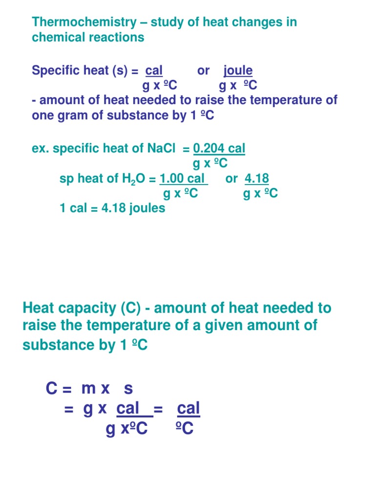 Chem100 Thermochem Calorie Heat