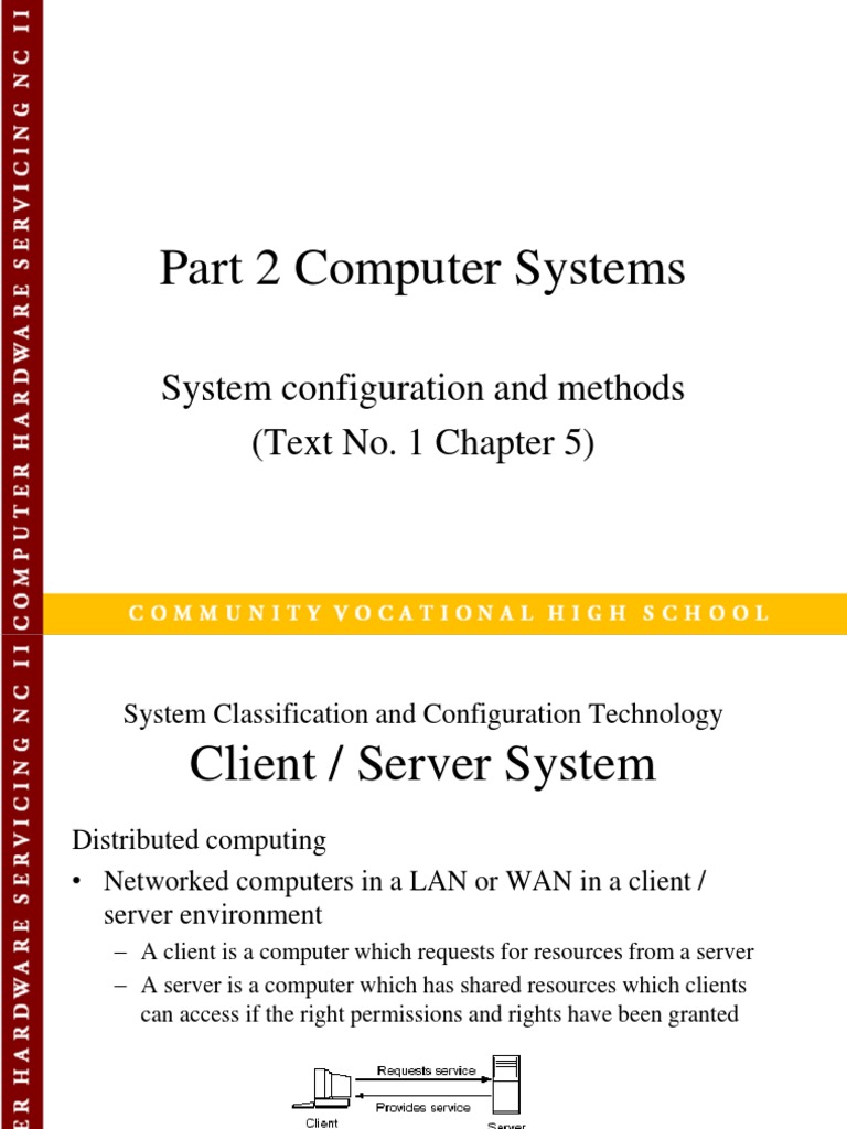 Part 2 Computer Systems: System Configuration and Methods (Text No. 1 ...