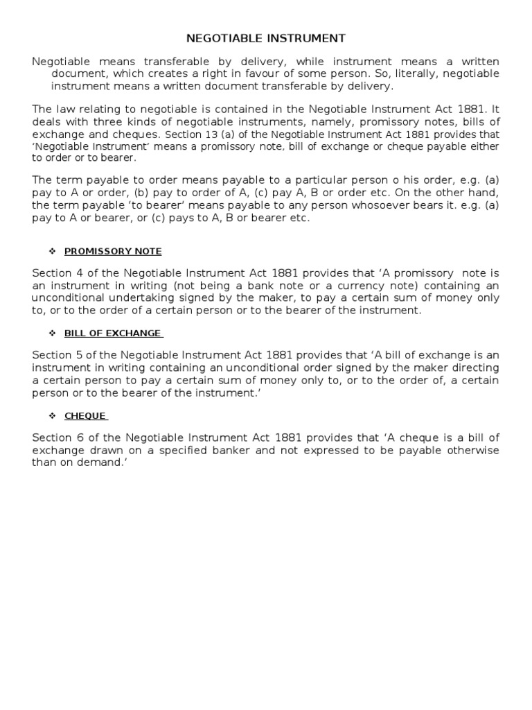 1st Part_ Negotiable Instrument Negotiable Instrument Civil Law