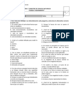 Prueba Ciencias 1° Unidad FUERZA Y MOVIMIENTO