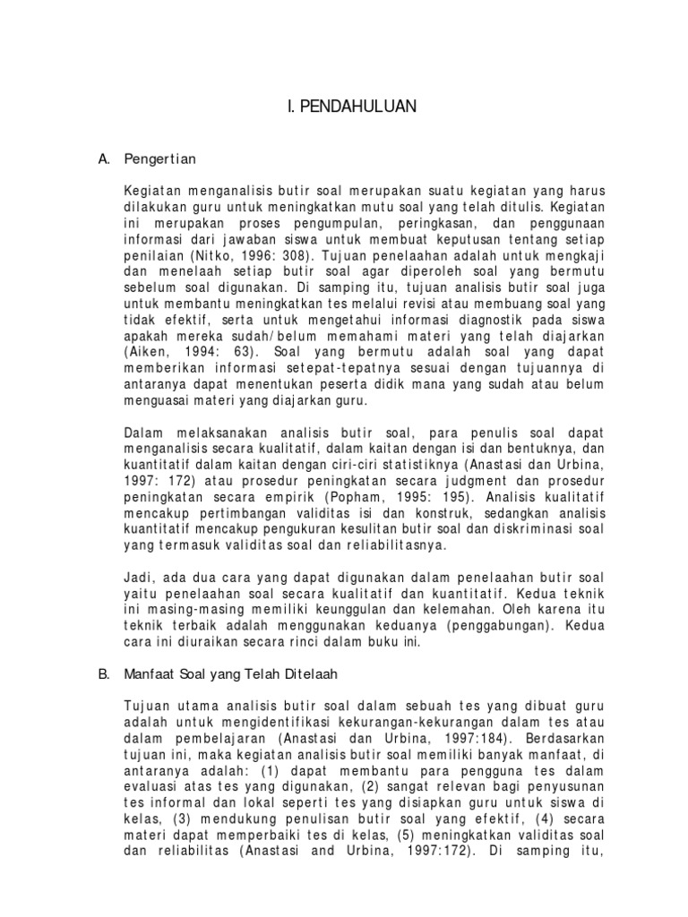 Panduan Analisis Butir Soal