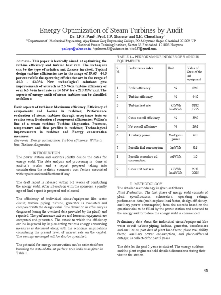Steam Turbine Energy Audit Optimization | PDF