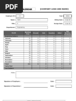 Attendance Calendar: (Company Logo and Name)