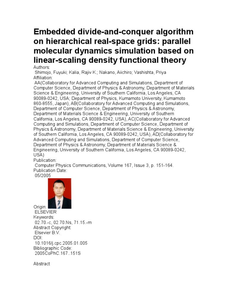 Embedded Divide-And-Conquer Algorithm | PDF | Density Functional Theory ...