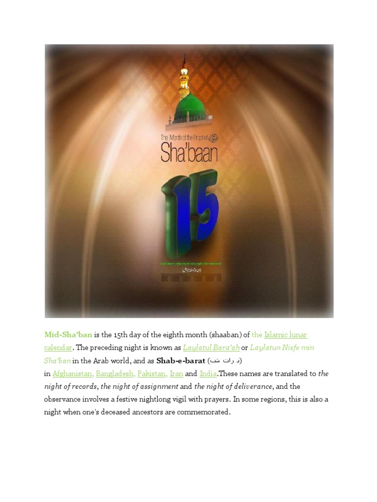 Significance of Laylatun Nisfe min Sha'ban | PDF | Hadith | Islamism