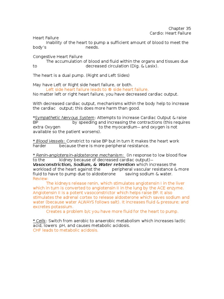 Cardio Lecture Notes: Congestive Heart Failure | PDF | Heart Failure ...