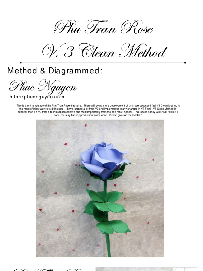 Origami Kawasaki Rose Clean Variation | PDF, image size:768x1024