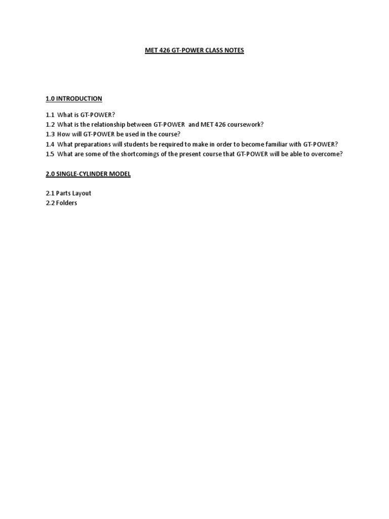 Met 426 Gt-Power Class NotesMET 426 GT-POWER CLASS NOTES | PDF ...