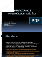 SEGMENTIRANJE SAOBRAĆAJNOG TRŽIŠTA Prezentacija