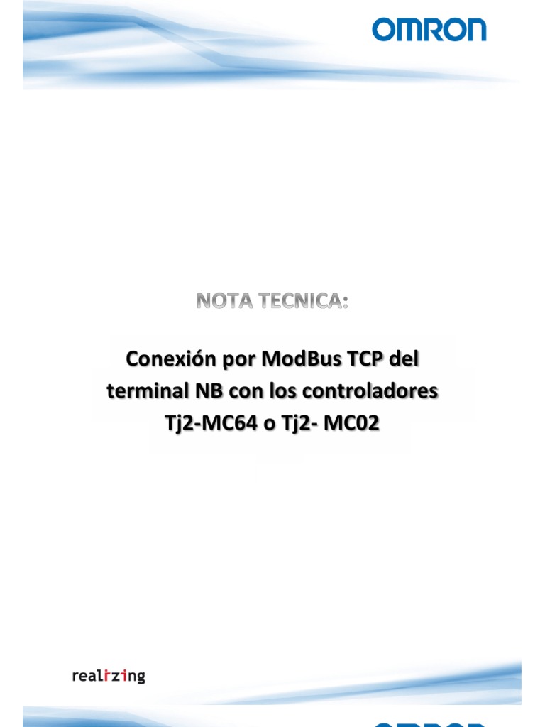 Guía de Conexión ModBus TCP Omron | PDF | Protocolo de Control de ...