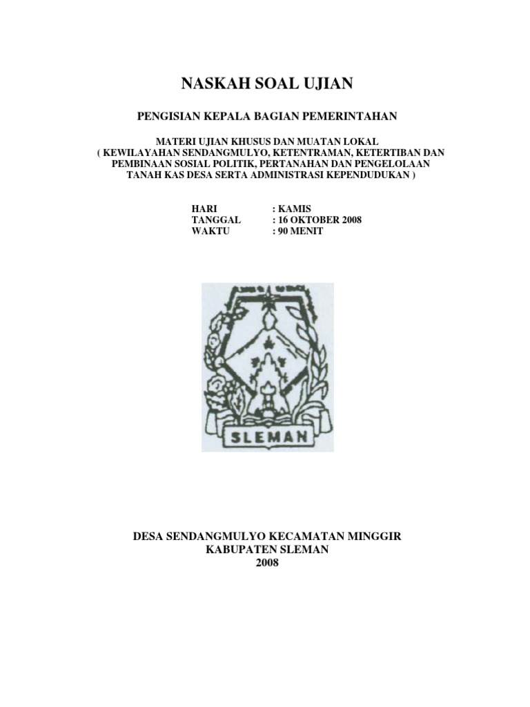 Contoh Soal  Tes Sekretaris  Desa  Pdf 