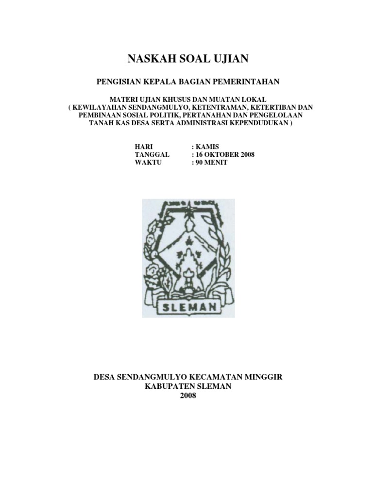 Soal Ujian Kaur Pemerintahan