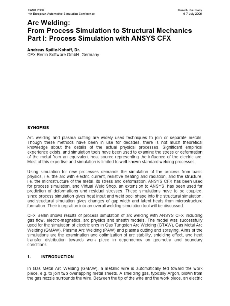 Arc Welding From Process Simulation To Structural Mechanics | PDF