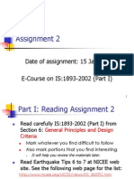 Assignment 2: Date of Assignment: 15 January E-Course On IS:1893-2002 (Part I)