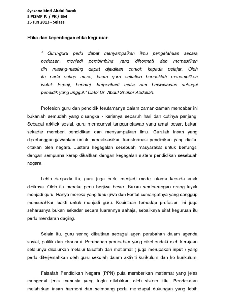 Isl Etika Dan Kepentingan Seorang Guru Pdf