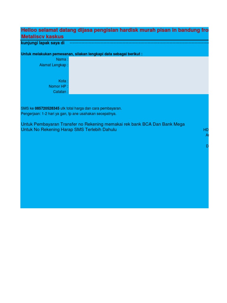 Hard Disk Filling Service in Bandung | PDF