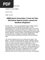 Download NMMI Alumni Association Funds Are Safe Will Defend Against Grizzle Lawsuit and Baseless Allegations by New Mexico Military Alumni Association SN149734193 doc pdf