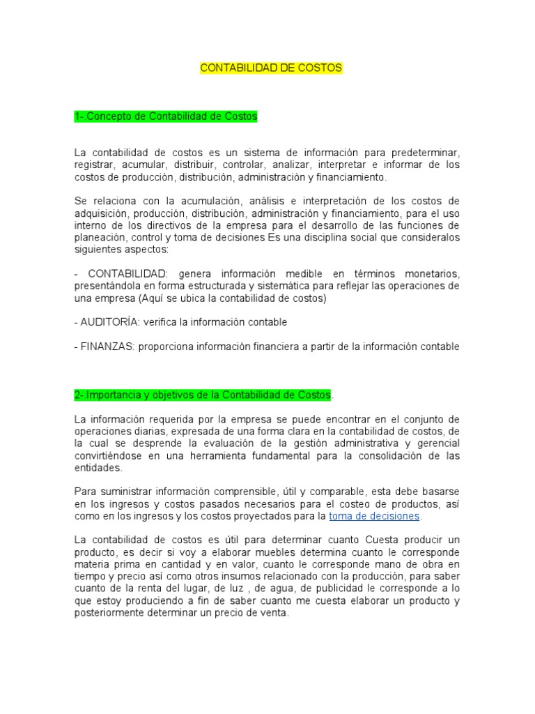 Guía Completa de Contabilidad de Costos | PDF | Costo | Contabilidad