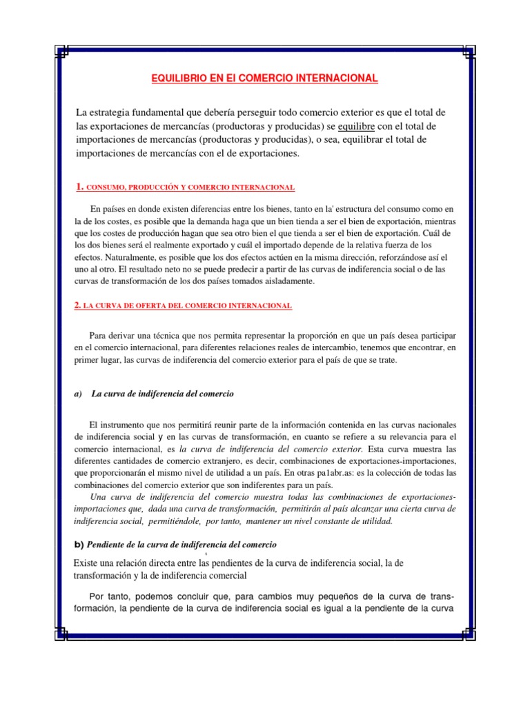 Equilibrio en el Comercio Internacional | PDF | Comercio | El comercio ...