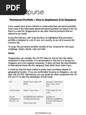 Permanent Portfolio How To Implement It In Singapore Exchange