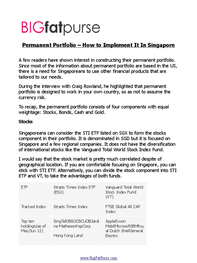 Permanent Portfolio How To Implement It In Singapore Exchange
