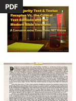 The Majority Text & Textus Receptus vs. The Critical Text Editions and The Modern Bible Versions, NET Third Edition (Revised)