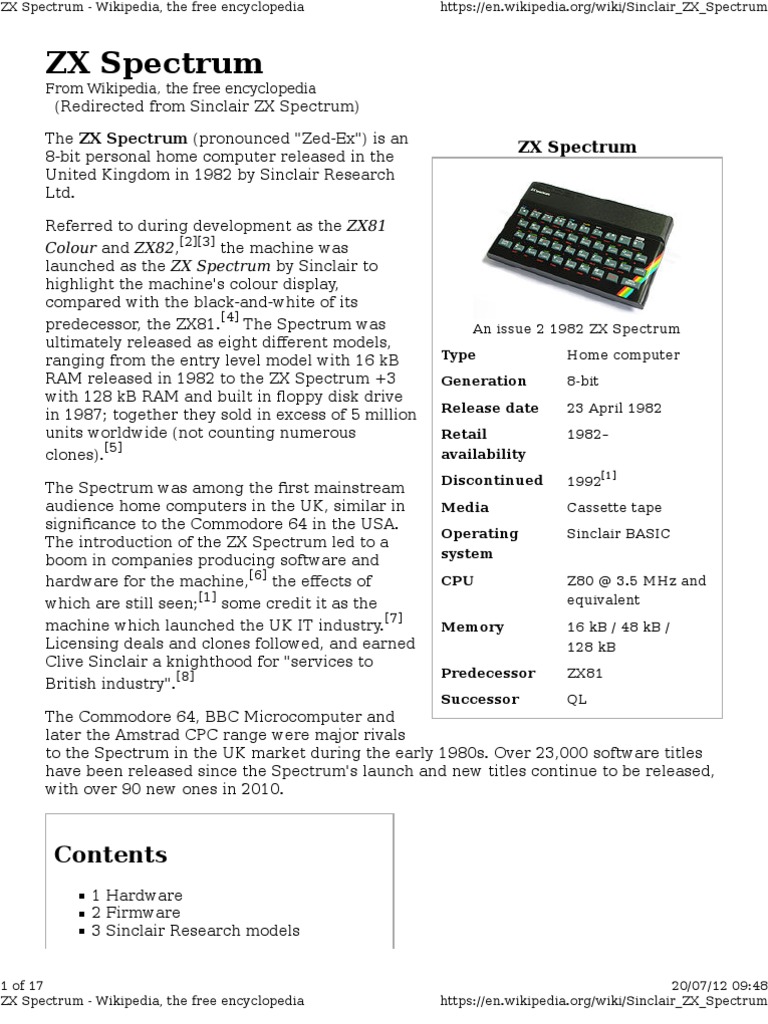 Zx Spectrum Computer Architecture Microcomputers