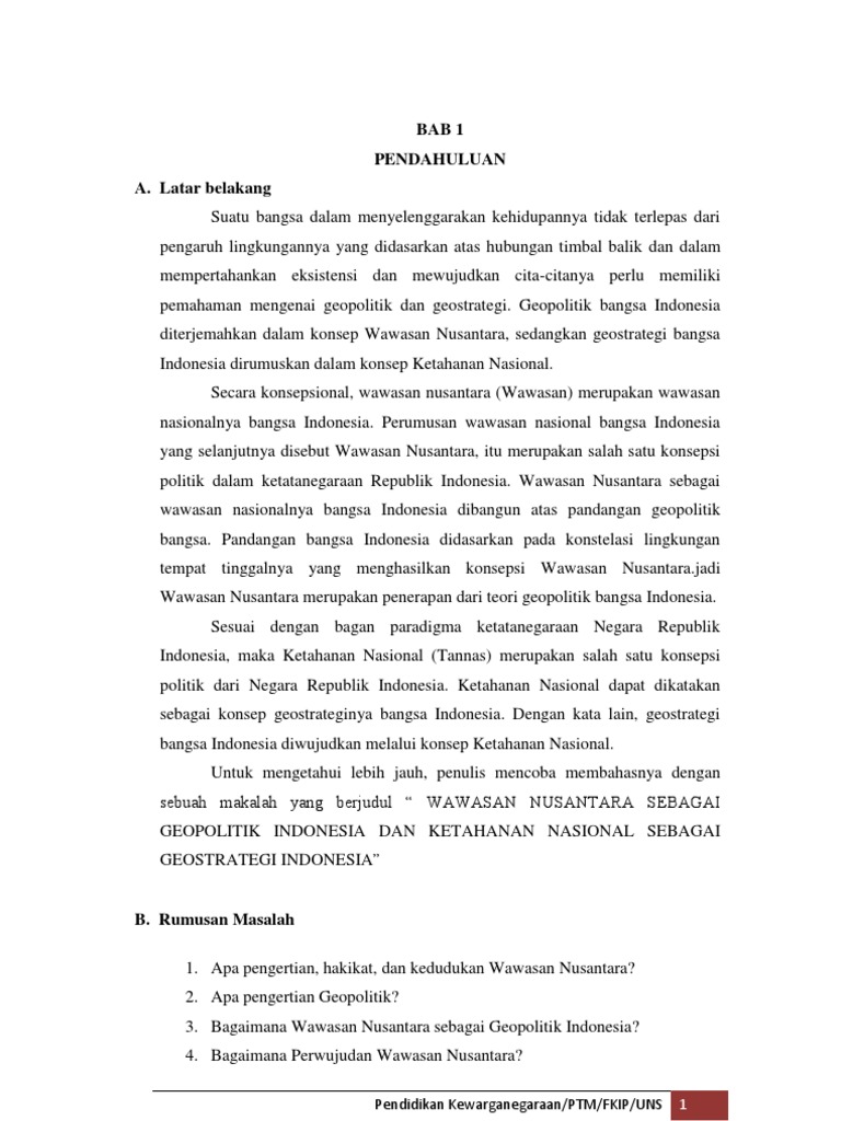 Wawasan Nusantara Sebagai Geopolitik Indonesia Docx