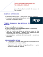 Aspectos Fisiológicos e Nutricionais Do Pré-Escolar e Escolar