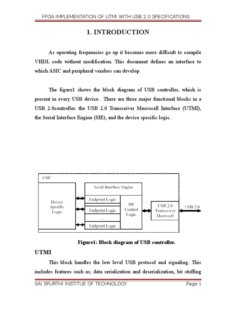 Usb Implementation Using Utmi Macrocell Usb Vhdl