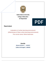 Report About:: Sultan Qaboos University Collage of Education ILT Department