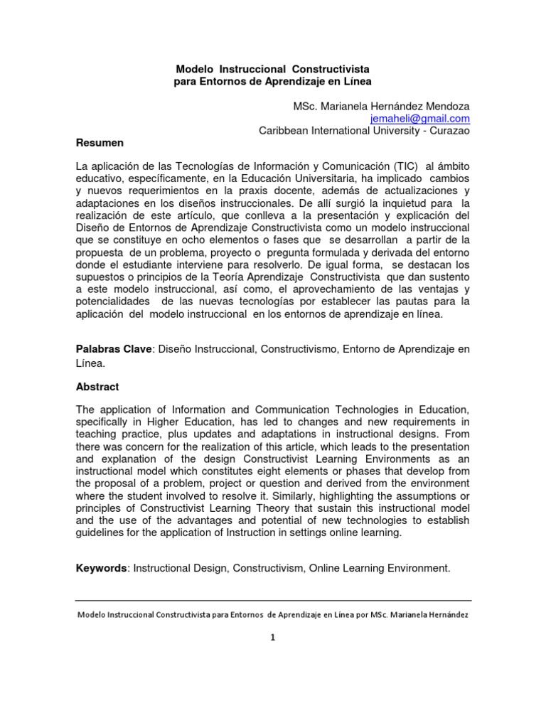 Modelo Constructivista en Aprendizaje Online | PDF | Constructivismo ...