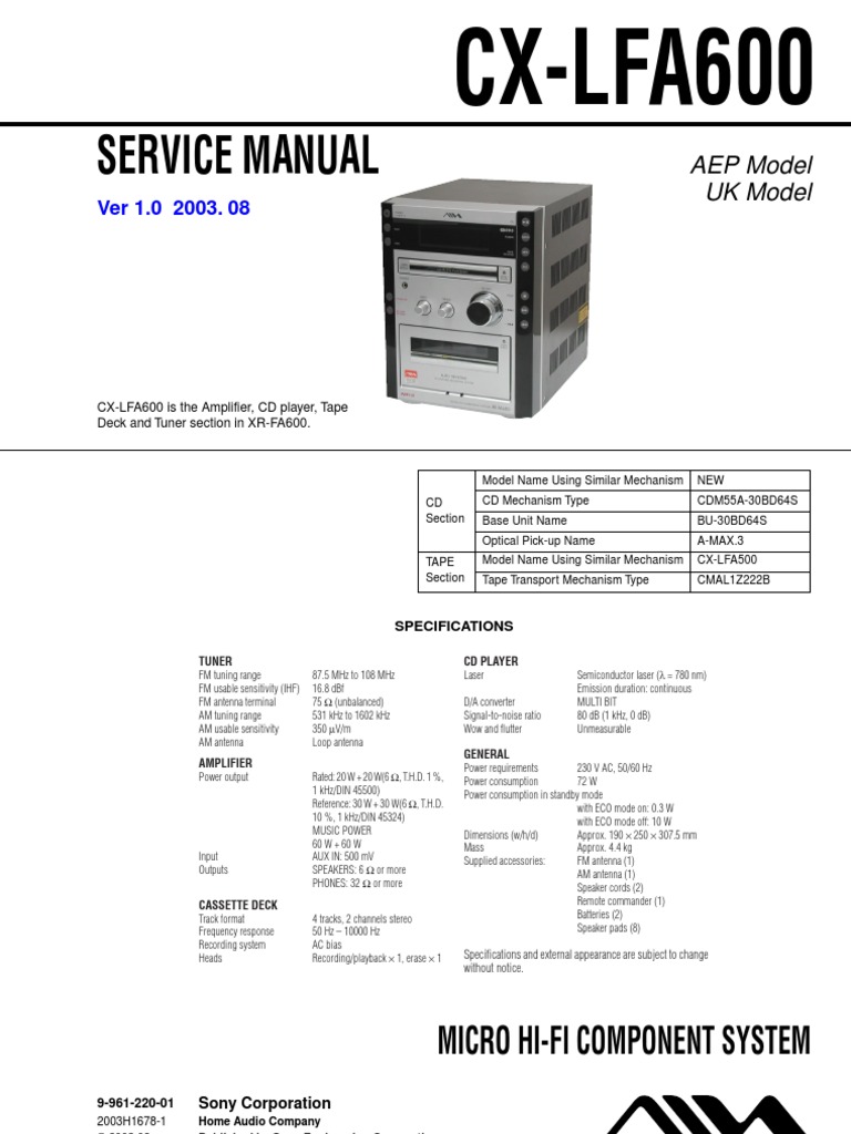 Aiwa CX Lfa600 | PDF | Soldering | Compact Cassette