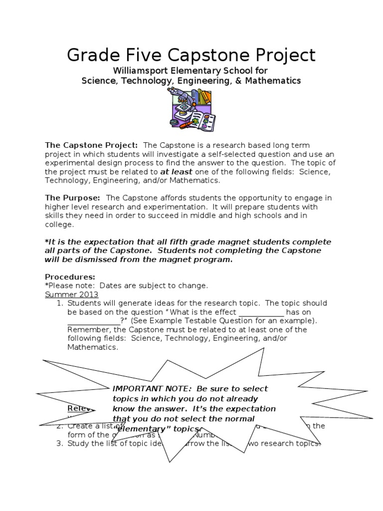 Grade Five Capstone Project | PDF | Experiment | Science