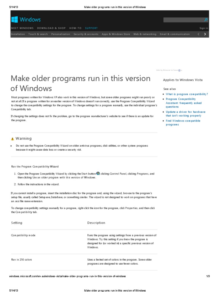 Programs Run in Windows | PDF