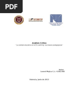 Análisis Critico Calidad Educativa Del E-Learning