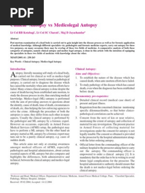 Clinical Autopsy vs Medicolegal Autopsy