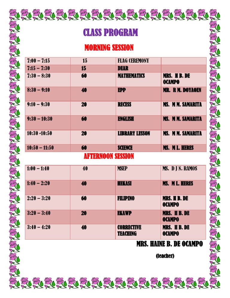 Class Program | PDF
