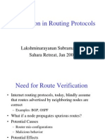 Verification in Routing Protocols: Lakshminarayanan Subramanian Sahara Retreat, Jan 2004