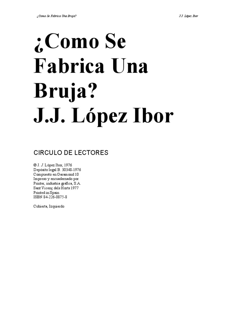 LOPEZ IBOR JJ - Como Se Fabrica Una Bruja, PDF, Brujería