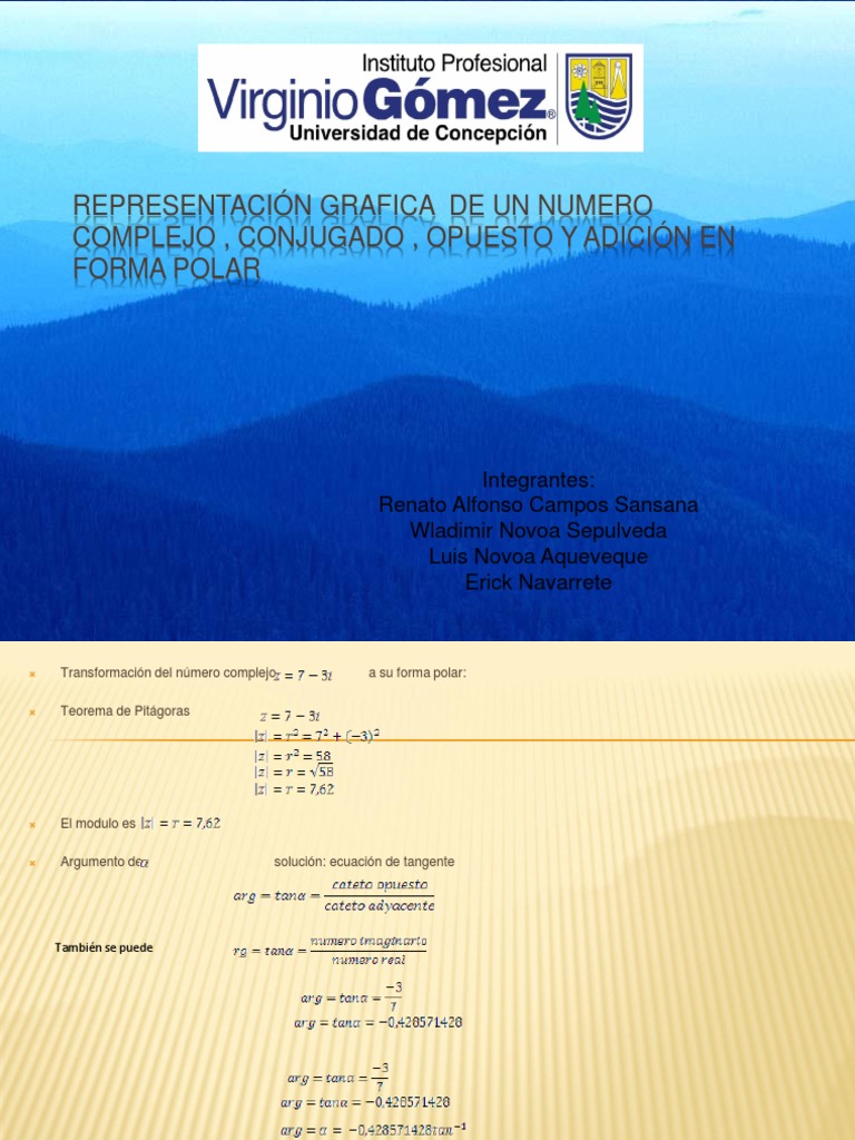 Representacion Grafica De Un Numero Complejo Conjugado