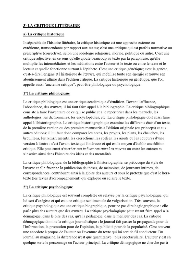 la critique littéraire  Philologie  Livres