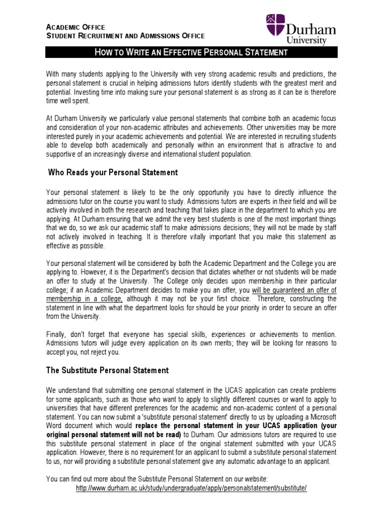 How To Write An Effective Personal Statement | PDF | University And ...
