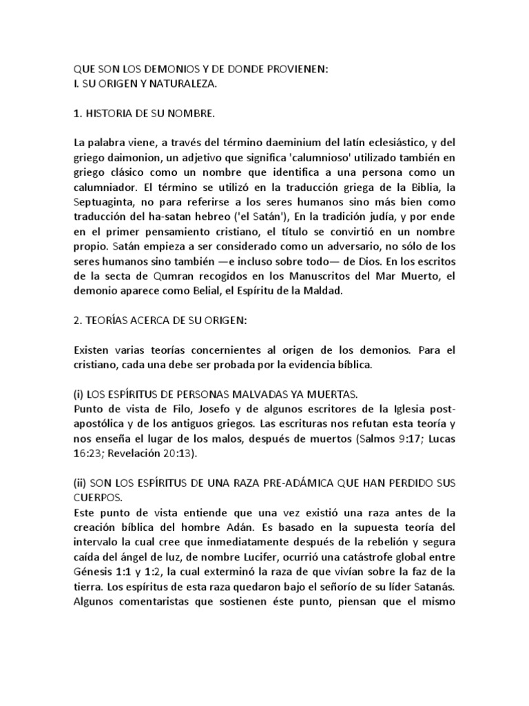 Origen y Naturaleza de los Demonios | PDF | Demonios | Nephilim