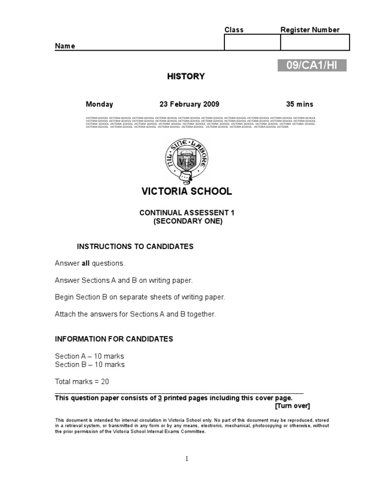 09/CA1/HI Victoria School PDF Seal (Emblem) Writing