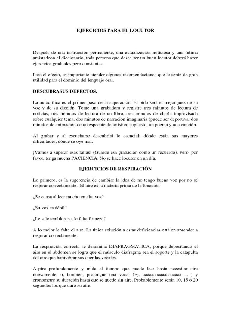 Ejercicios para Mejorar la Dicción | PDF