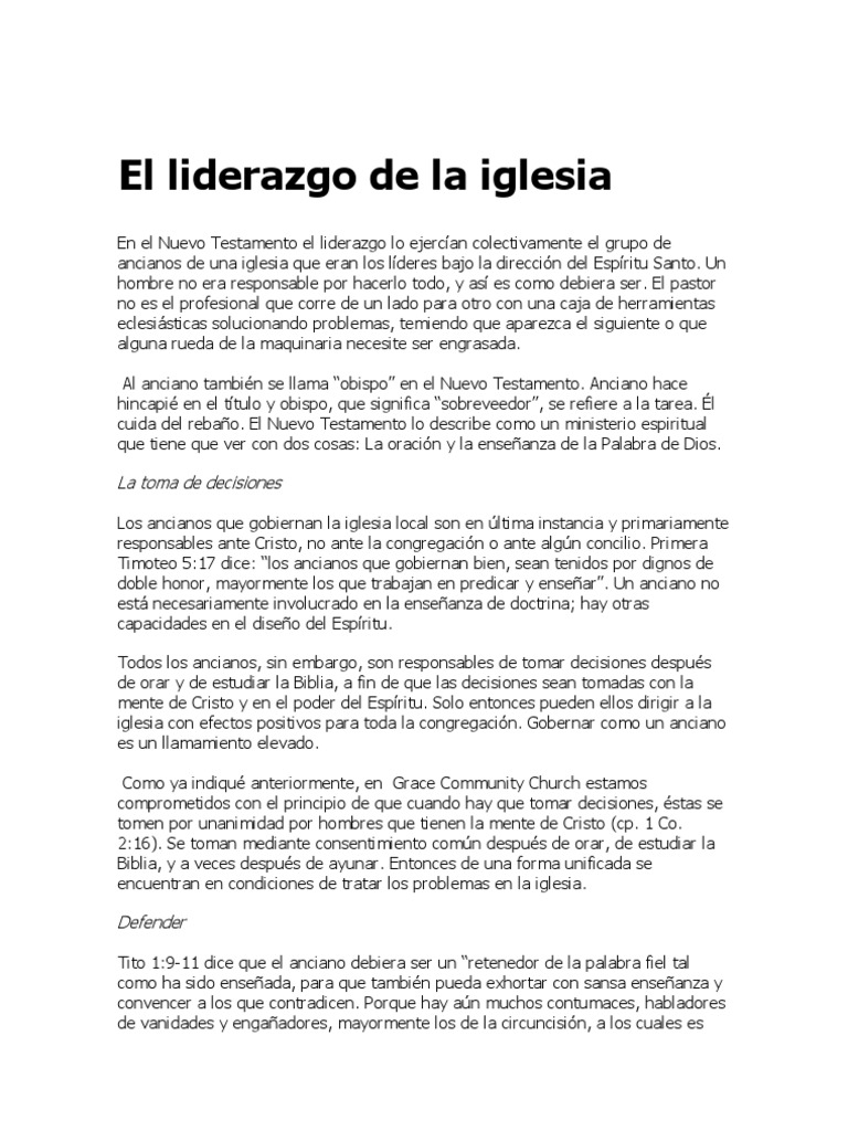 El Liderazgo de La Iglesia | PDF