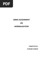 Dbms Assignment ON Normalization: Submitted By, R.Kiruba Sankar