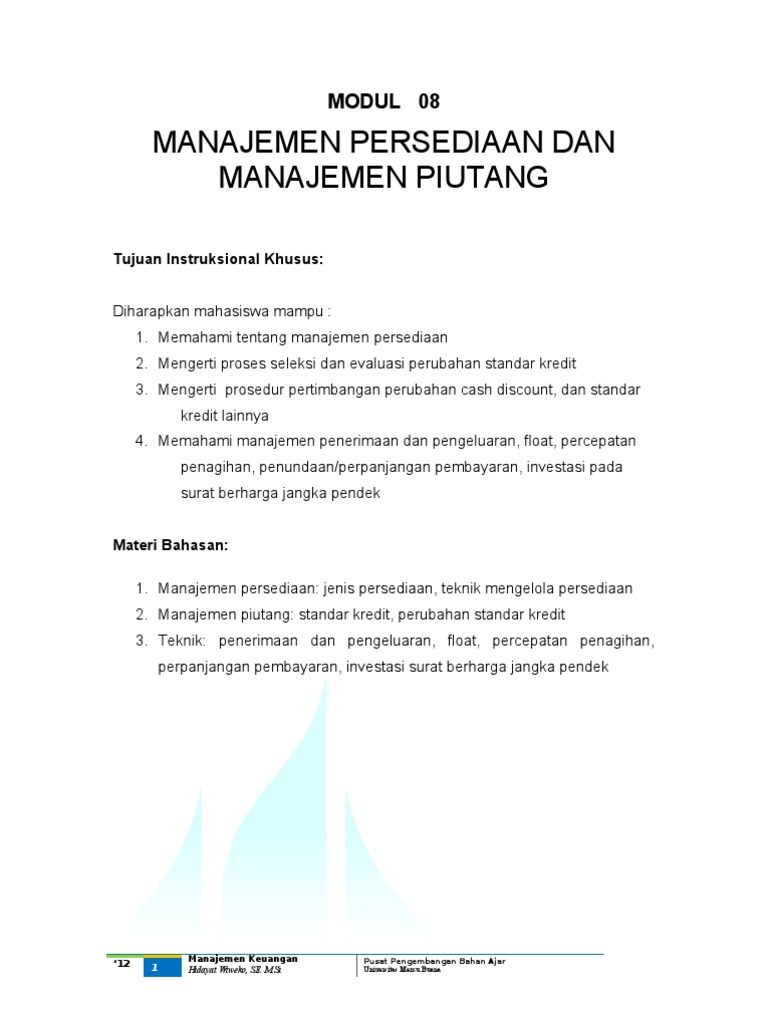 Manajemen Piutang Dan Persediaan