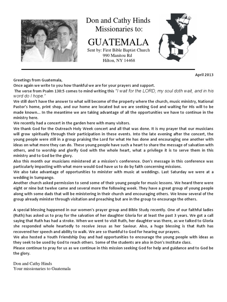 Missionary Update from Guatemala | PDF | Prayer | Christian Behaviour ...